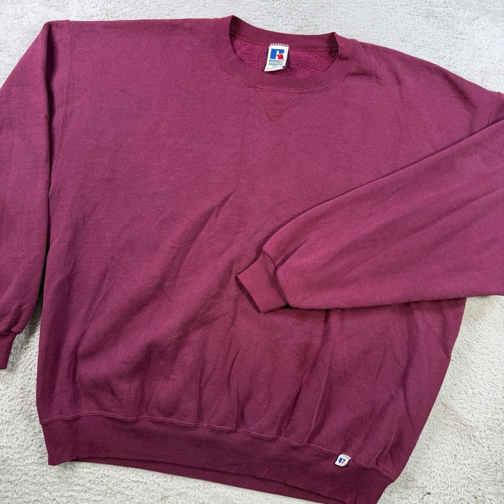 VTG Russell Athletic Sweatshirt Mens 2XL Maroon Fleece USA Pullover Crewneck